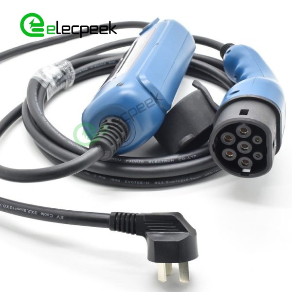 IEC 62196-2 AC Charging Plug 16A 250V Three Phase EV Charger Mode 2 with 5 Meters Cable