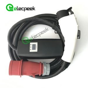 SAE J1772 AC 32A 250V Plug Single Phase Connector to CEE EV Plug Charger Mode 2 with 5 Meters Cable