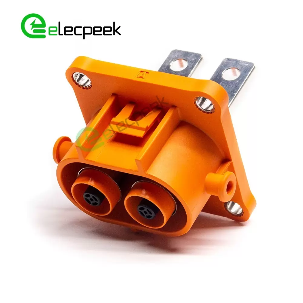 200A HVIL Socket High Voltage Interlock Connector 2Pin 8mm Plastic W/busbar M8 Thread Hole